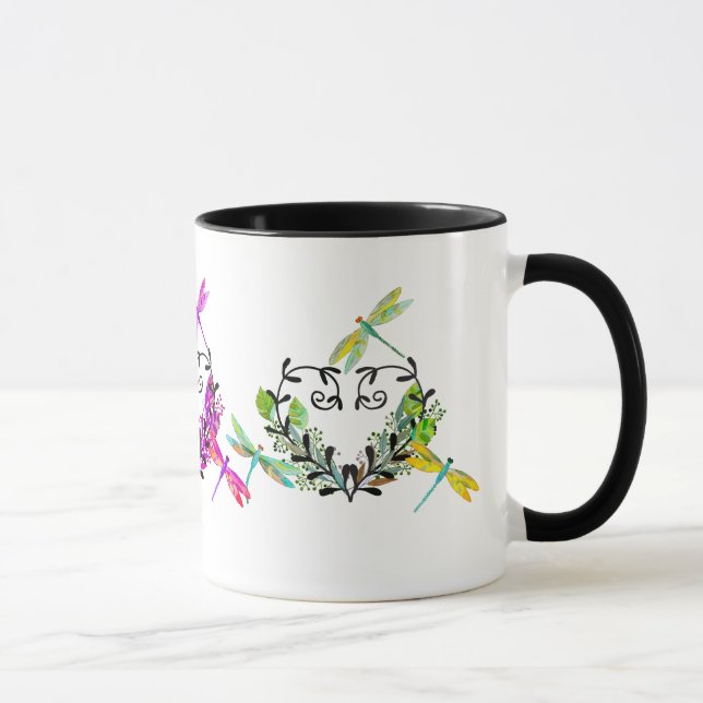 Multi-Coloured Dragonfly Inspired Coffee Mug (Right)