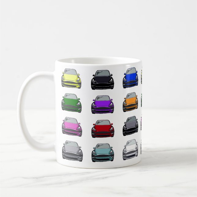 Multi-coloured Electric Vehicle SUV Cars Coffee Mug (Left)