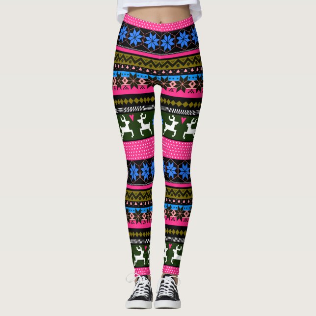 Multi-coloured Fair Isle Pattern Leggings (Front)