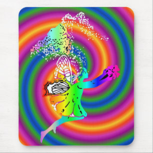 Multi-coloured fairy mouse pad