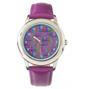 Multi-Coloured Flamingo Wrist Watch with Hearts