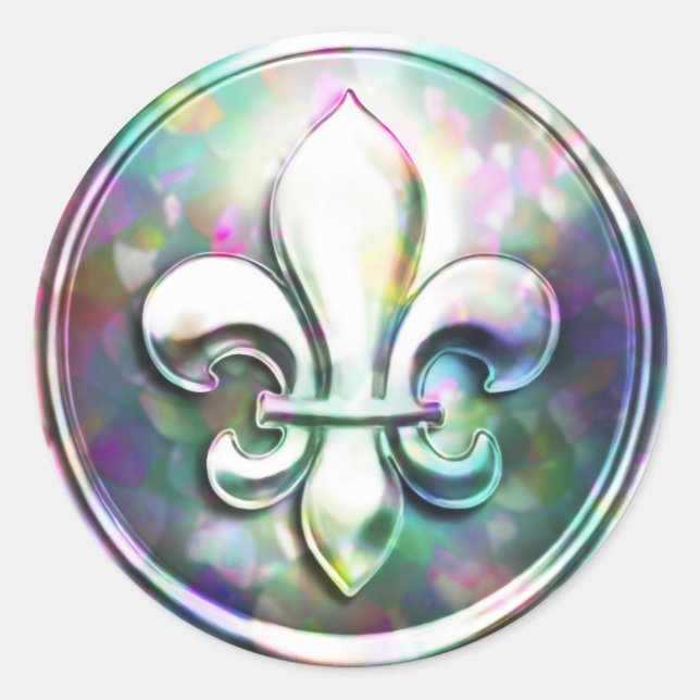 Multi-Coloured Fleur de Lis Envelope Seal (Front)
