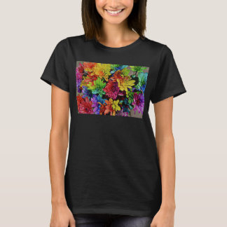 Multi-Coloured Floral Basic Tank Top (Black)