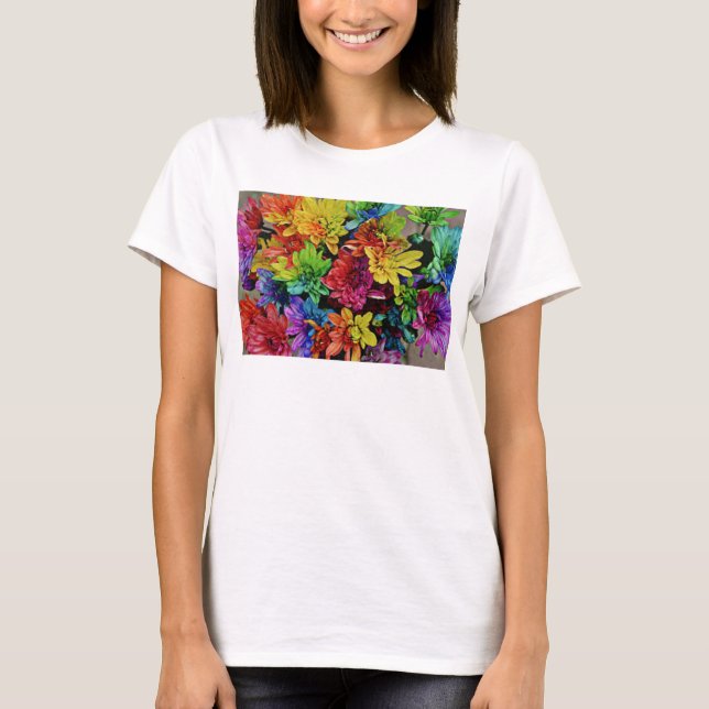 Multi-Coloured Floral Basic Tank Top (White) (Front)