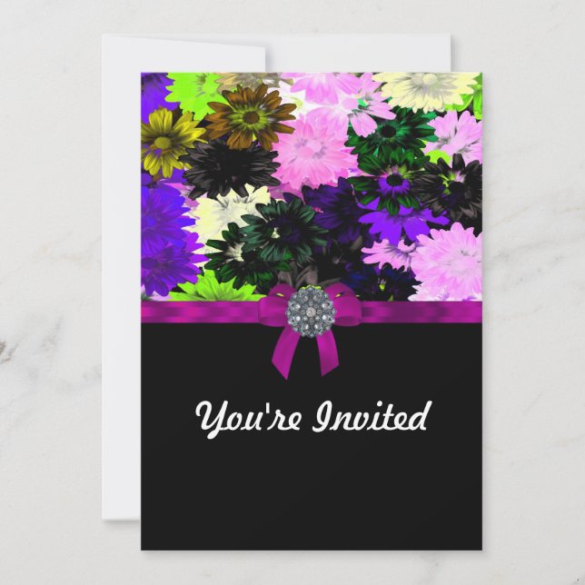Multi-coloured floral invitation (Front)