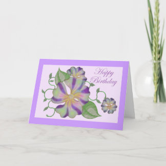 multi coloured flower happy birthday card