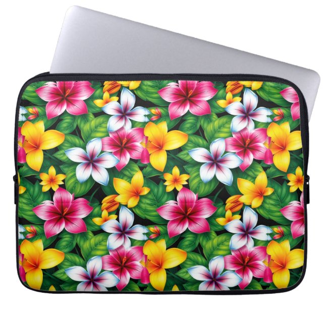 Multi-coloured Flowers and Leaves Pattern-57577 Laptop Sleeve (Front)