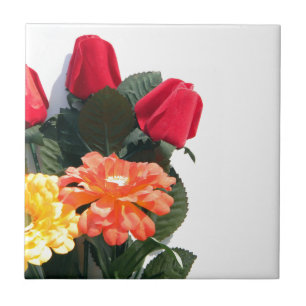 Multi-Coloured Flowers Ceramic Tile