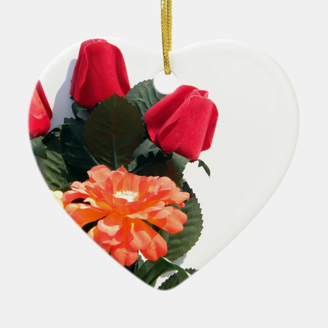 Multi-Coloured Flowers Ceramic Tree Decoration (Front)