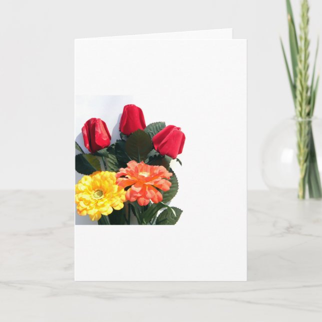 Multi-Coloured Flowers Holiday Card (Front)