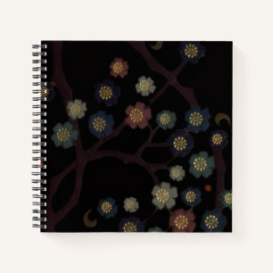 Multi-Coloured Flowers On Black Notebook