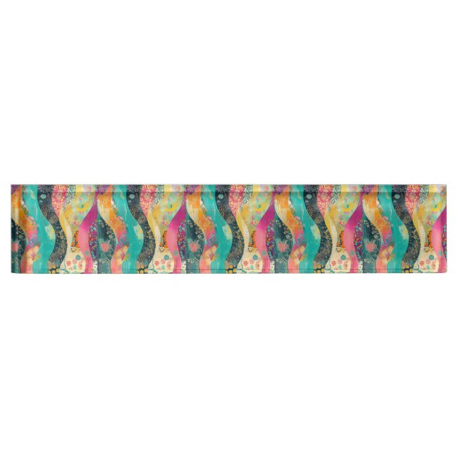 Multi-Coloured Flowers Wave Nameplate (Front)