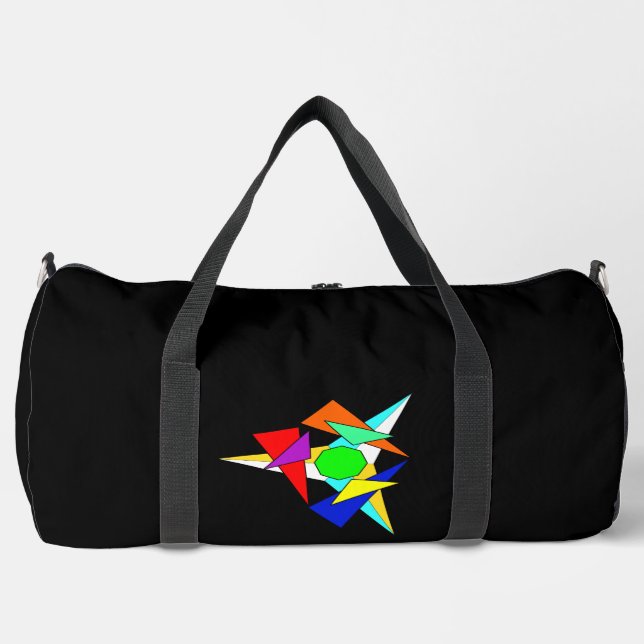 Multi coloured geometric star burst   duffle bag (Front)