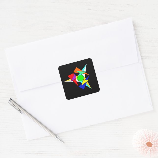 Multi coloured geometric star burst  square sticker (Envelope)