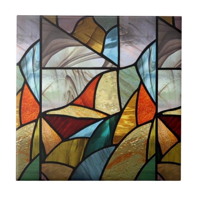 Multi-Coloured Glass Abstract Ceramic Tile (Front)