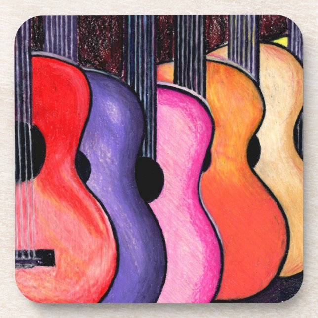 Multi Coloured Guitars Coasters (Front)
