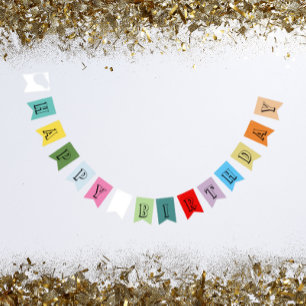Multi Coloured Happy Birthday Party Bunting Flags