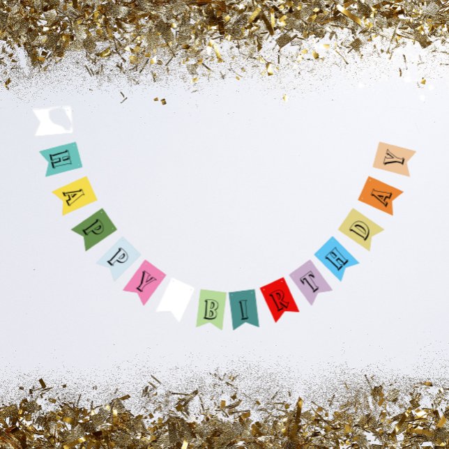 Multi Coloured Happy Birthday Party Bunting Flags (In Situ Party)