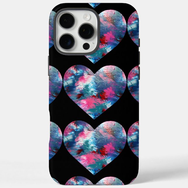 Multi Coloured Heart Paint on Wood Case-Mate iPhone Case (Back)