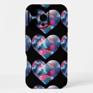 Multi Coloured Heart Paint on Wood iPhone 16 Pro Max Case