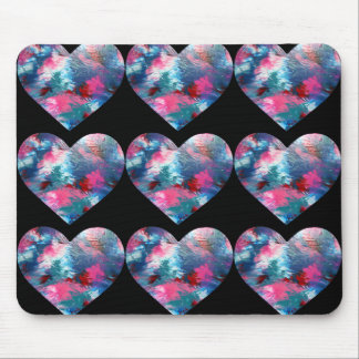 Multi Coloured Heart Paint on Wood Mouse Pad