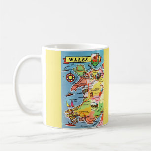 Multi Coloured Illustrated Map of Wales Coffee Mug