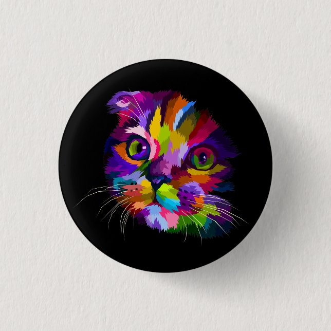 Multi Coloured Kitten Pop Art   3 Cm Round Badge (Front)
