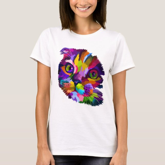 Multi Coloured Kitten Pop Art T-Shirt (Front)