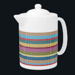 Multi-Coloured Knitted Style Striped<br><div class="desc">teapot</div>