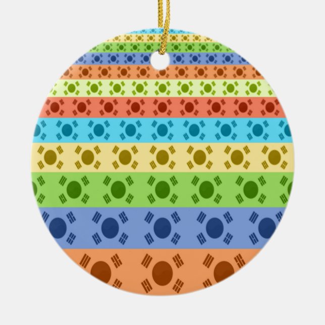 Multi-Coloured Korean Flag Art Print Ceramic Ornament (Front)