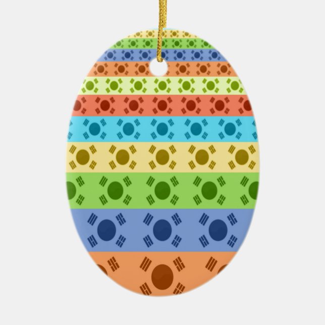 Multi-Coloured Korean Flag Art Print Ceramic Tree Decoration (Front)