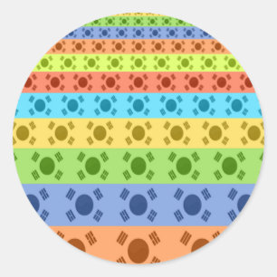 Multi-Coloured Korean Flag Art Print Classic Round Sticker