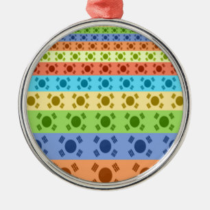 Multi-Coloured Korean Flag Art Print Metal Ornament
