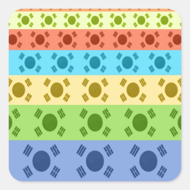 Multi-Coloured Korean Flag Art Print Square Sticker (Front)