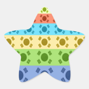 Multi-Coloured Korean Flag Art Print Star Sticker