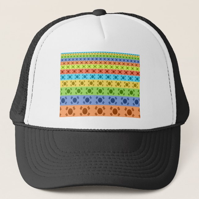 Multi-Coloured Korean Flag Art Print Trucker Hat (Front)