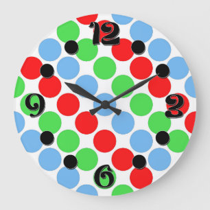 Multi coloured large polka dots retro sixties clock