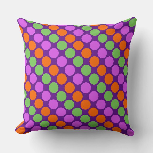 Multi coloured large polka dots retro sixties cushion (Front)