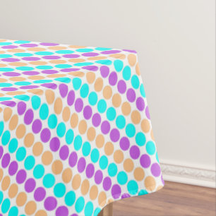 Multi coloured large polka dots retro sixties tablecloth