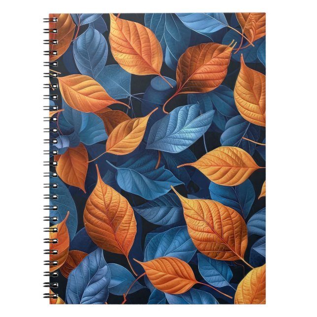 Multi-coloured leaf pattern notebook (Front)