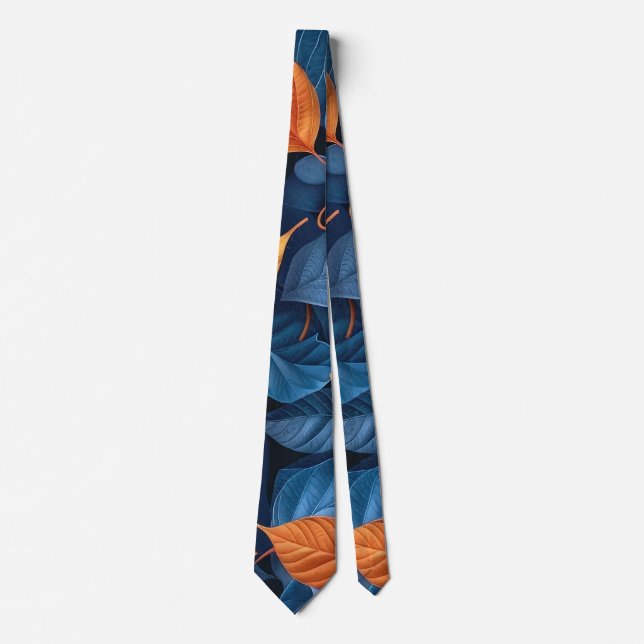 Multi-coloured leaf pattern tie (Front)
