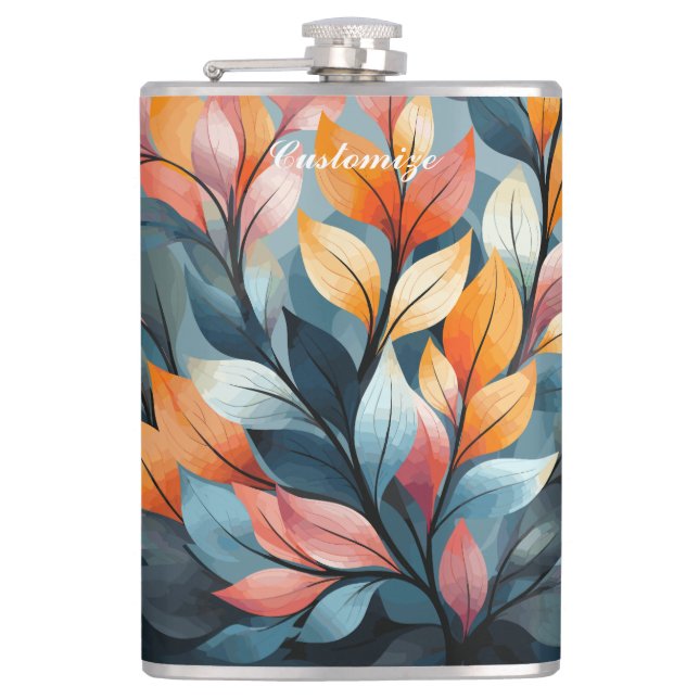 Multi-coloured Leaves  Thunder_Cove  Hip Flask (Front)
