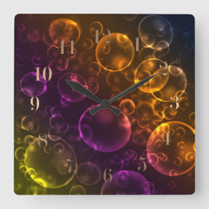 Multi-coloured lenses square wall clock