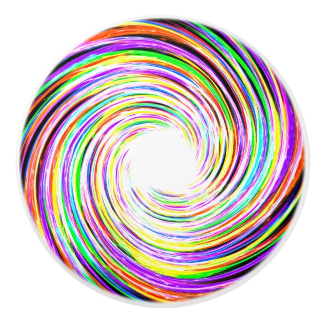 Multi Coloured Lightning Spark Swirl Door Knob (Front)