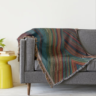 Multi-Coloured Line Cotton Throw Blanket