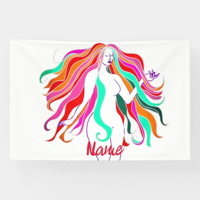 Multi-coloured long-haired goddess Thunder_Cove Banner (Horizontal)