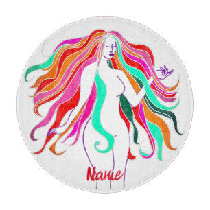 Multi-coloured long-haired goddess Thunder_Cove Cutting Board