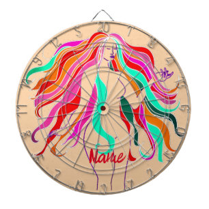Multi-coloured long-haired goddess Thunder_Cove Dartboard