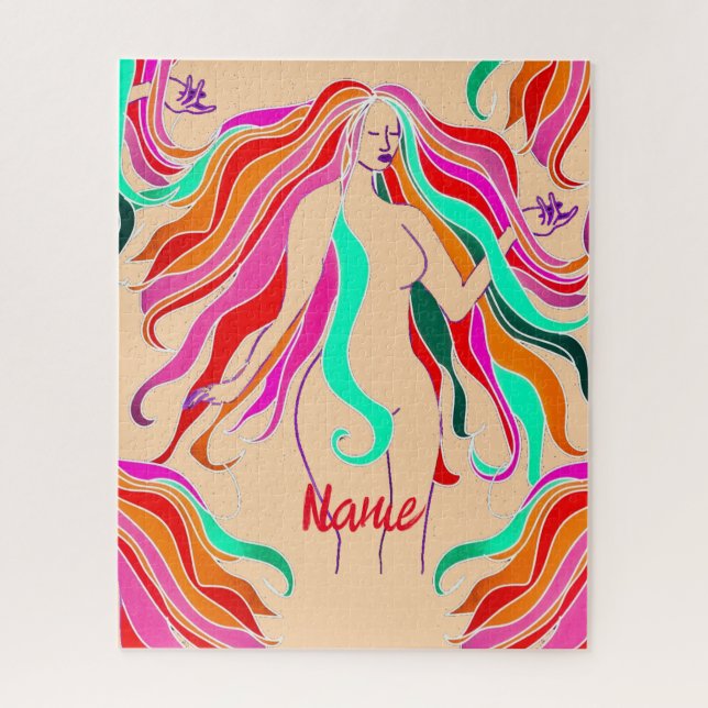Multi-coloured long-haired goddess Thunder_Cove Jigsaw Puzzle (Vertical)