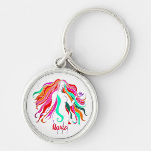 Multi-coloured long-haired goddess Thunder_Cove Key Ring